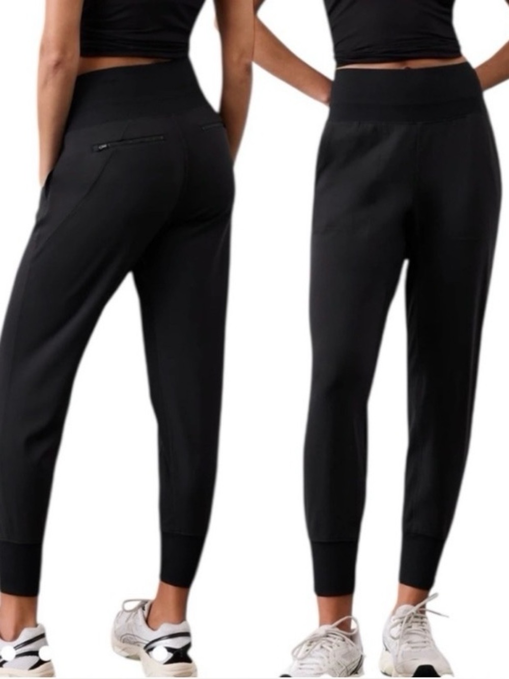 Athleta Venice Velvet Striped Jogger Pants Black Large